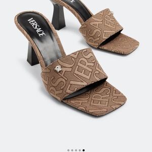 Versace Tan Allover Sandals